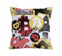 ERRTU Throw Pillow Case Pillowcase Square Printed Cushion Cover for Living Room Sofa Couch Bed Car,Bitcoin doodle style seamless funky pattern digital currency symbol. Hype trendy cartoon ha,20x20 in