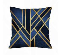 ERRTU Throw Pillow Case Pillowcase Square Printed Cushion Cover for Living Room Sofa Couch Bed Car,Geometric Abstract Gold Stripes Marble Dark Blue Navy Fashion,18x18 in
