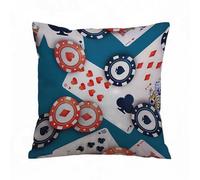 ERRTU Throw Pillow Case Pillowcase Square Printed Cushion Cover for Living Room Sofa Couch Bed Car,Game chips and cards are scattered on the table. Casino. Games. Leisure. Risk. Excitement.,16x16 in