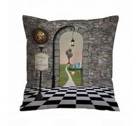 ERRTU Throw Pillow Case Pillowcase Square Printed Cushion Cover for Living Room Sofa Couch Bed Car, in Wonderland ations,Welcome Wonderland Black and White Floor Tree Landscape Mushroom Lant,20x20 in