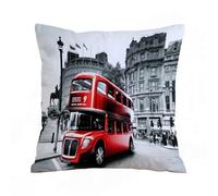 ERRTU Throw Pillow Case Pillowcase Square Printed Cushion Cover for Living Room Sofa Couch Bed Car,london-england-bus-black-and,18x18 in