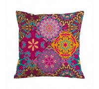 ERRTU Throw Pillow Case Pillowcase Square Printed Cushion Cover for Living Room Sofa Couch Bed Car,Moroccan,Vibrant Artistic Mandala Motifs in Squares Eastern He,16x16 in