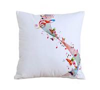 ERRTU Throw Pillow Case Pillowcase Square Printed Cushion Cover for Living Room Sofa Couch Bed Car,Music decor, colorful graphics with music notes butterfly spring,20x20 in