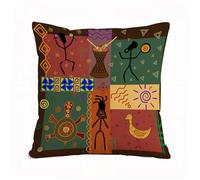 ERRTU Throw Pillow Case Pillowcase Square Printed Cushion Cover for Living Room Sofa Couch Bed Car,Primitive, funky tribal pattern with African dance moves,16x16 in