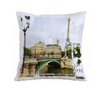 ERRTU Throw Pillow Case Pillowcase Square Printed Cushion Cover for Living Room Sofa Couch Bed Car,Parisian streets - picture in vintage painting style,16x16 in