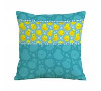 ERRTU Throw Pillow Case Pillowcase Square Printed Cushion Cover for Living Room Sofa Couch Bed Car,Rubber duck, yellow cartoon ducks swimming in the water pattern with funny bubbles, aqua co,16x16 in