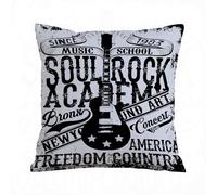 ERRTU Throw Pillow Case Pillowcase Square Printed Cushion Cover for Living Room Sofa Couch Bed Car,Retro, Soul Rock Academy Themed music school Electric guitar,18x18 in