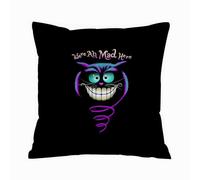 ERRTU Throw Pillow Case Pillowcase Square Printed Cushion Cover for Living Room Sofa Couch Bed Car,Smile Cheshire Cat black and white drawing,16x16 in