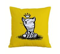 ERRTU Throw Pillow Case Pillowcase Square Printed Cushion Cover for Living Room Sofa Couch Bed Car,Sketchy, hand drawn doodle style Cute cat with a crown on grass Graphic design,16x16 in