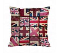 ERRTU Throw Pillow Case Pillowcase Square Printed Cushion Cover for Living Room Sofa Couch Bed Car,Seamless background pattern. Imitation of a vintage patchwork with the UK flag.,16x16 in