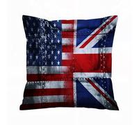 ERRTU Throw Pillow Case Pillowcase Square Printed Cushion Cover for Living Room Sofa Couch Bed Car,Union Jack,Alliance Togetherness Theme sition of UK and USA Flags Vintage,20x20 in