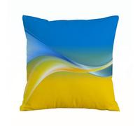 ERRTU Throw Pillow Case Pillowcase Square Printed Cushion Cover for Living Room Sofa Couch Bed Car,Ukrainian Flag Yellow and Blue, inspired by Color, with Vibrant Lines and Curved Lines (1),16x16 in