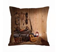 ERRTU Throw Pillow Case Pillowcase Square Printed Cushion Cover for Living Room Sofa Couch Bed Car,Western da, american texan boots for country style music guitar USA Culture po,16x16 in