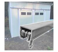 ERRULAN 2 3 4 5 6 7 8 9 10 Ft Barn Door Bypass Sliding Track Hardware Kit, Exterior Pocket Door Track Heavy Duty, Ceiling Wall Mount Box Tracks for Shed/Barnyard/Garage(Roller,6.4ft/195cm)