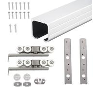 ERRULAN 3 Ft 4ft 5ft 6ft 7ft 9ft 10ft 15ft Bypass Closet Door Hardware Kit, Aluminum Alloy Box Rail Barn Door Track, Sliding Pocket Hidden Door Track(Black,7.5ft/2.30m)