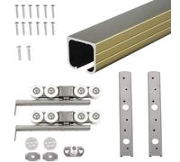 ERRULAN 3 Ft 4ft 5ft 6ft 7ft 9ft 10ft 15ft Bypass Closet Door Hardware Kit, Aluminum Alloy Box Rail Barn Door Track, Sliding Pocket Hidden Door Track(Gold,10.6ft/3.2m)