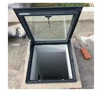 ERRULAN Large Egress Roof Window, Aluminum Flat Roof Lighting Well Window with Double-Layer Tempered Glass, Flush Mount Roof Access Hatch Door for Attic/Sun Room(65x90cm/25.6x35.4in)