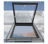 ERRULAN Large Skylights & Roof Windows, Aluminum Roof Hatch Deck with Double-Layer Tempered Glass, Rainproof Flat Roof Lighting Well Window for Hallway Loft Stairway Garage(Black,24x24in/61x61cm)