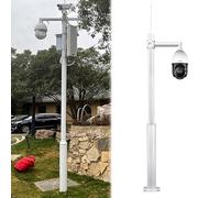 ERRULAN Outdoor Surveillance Camera Pole, Universal Galvanized Steel Security Post with Mounting Arms, Segmented Structure Round Vertical Poles(Dome Camera,Height 2m/6.5 ft)