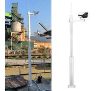 ERRULAN Outdoor Surveillance Camera Pole, Universal Galvanized Steel Security Post with Mounting Arms, Segmented Structure Round Vertical Poles(Bullet Camera,Height 2m/6.5 ft)