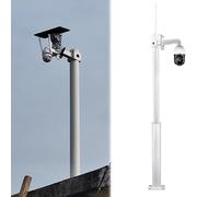ERRULAN Outdoor Surveillance Camera Pole, Universal Galvanized Steel Security Post with Mounting Arms, Segmented Structure Round Vertical Poles(Universal Wall Mount,Height 6m/19.6 ft)