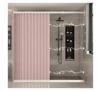 ERRULAN Retractable Tub Shower Door, Magnets Bathroom Partition Curtain Anti Billowing, No Drill Walk In Showers Kit for Wet Dry Separation(Pink,1.9-2.1m(74.8-82.7in))