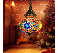Errzom 12 Colors Turkish Moroccan Pendant Hanging Light with 31'' Cord, Tiffany Style Mosaic Hanging Ceiling Lamp, Handmade Mosaic Hanging Light Ceiling Lamp(10" Diameter),color C