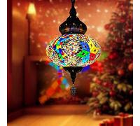 Errzom 12 Colors Turkish Moroccan Pendant Hanging Light with 31'' Cord, Tiffany Style Mosaic Hanging Ceiling Lamp, Handmade Mosaic Hanging Light Ceiling Lamp(10" Diameter),color D
