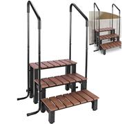 Errzom 3 Steps RV Steps with Handrail, Hot Tub Steps, Outdoor Steps, Spa Steps Hot Tub with Handrail, Pool Stairs Above Ground, 250kg Capacity