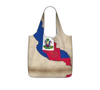 ERSDWRE Abstract Haitian Flag Map03 Print Grocery Bags Storage Bag Handbags | Reusable Grocery Bags Foldable Polyester Tote Lightweight Washable Large Tote Bag For Daily Shopping