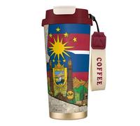 ERSDWRE Abstract Idaho State Flag Map 02 Print Insulated Coffee Tumbler Travel Mug with Straw Vacuum Coffee Cups Water Bottle for Office