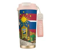 ERSDWRE Abstract Idaho State Flag Map 02 Print Insulated Coffee Tumbler Travel Mug with Straw Vacuum Coffee Cups Water Bottle for Office