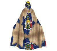 ERSDWRE Abstract Maine State Flag Map01 Print Halloween Hooded Cloak For Men Women Hooded Cape Robe For Medieval Cloak Costumes Cosplay