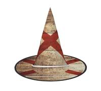 ERSDWRE Alabama State Flag On Old Wood Grain Postcard Print Witch Hat Wizard Hat Cosplay Accessories For Halloween Christmas Carnivals Masquerade
