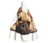 ERSDWRE Animal Dog French Bulldog Print Halloween Hooded Cloak For Men Women Hooded Cape Robe For Medieval Cloak Costumes Cosplay