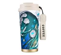 ERSDWRE Blue Fly Dragonfly Print Insulated Coffee Tumbler Travel Mug with Straw Vacuum Coffee Cups Water Bottle for Office
