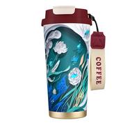 ERSDWRE Blue Fly Dragonfly Print Insulated Coffee Tumbler Travel Mug with Straw Vacuum Coffee Cups Water Bottle for Office
