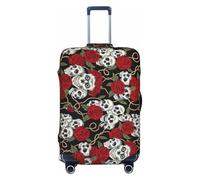 ERSDWRE Cool Skull Head and Roses Print Luggage Cover Elastic Suitcase Covers Luggage Protector Fits 18-32 Inch Travel Accessories