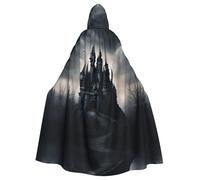 ERSDWRE Dark Fairy Tale Castle02 Print Halloween Hooded Cloak For Men Women Hooded Cape Robe For Medieval Cloak Costumes Cosplay
