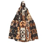 ERSDWRE Dogs Pattern Print Halloween Hooded Cloak For Men Women Hooded Cape Robe For Medieval Cloak Costumes Cosplay