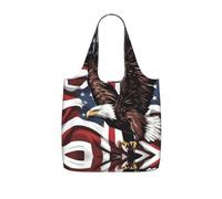 ERSDWRE Eagle With Usa Flag Print Grocery Bags Storage Bag Handbags | Reusable Grocery Bags Foldable Polyester Tote Lightweight Washable Large Tote Bag For Daily Shopping