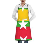 ERSDWRE Flag Of Myanmar Print Kitchen Cooking Aprons Bib Aprons With Pockets Unisex Chef Apron Baking Bbq Gardening