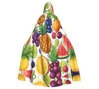 ERSDWRE Fresh Juicy Fruits Pineapple Berries Watermelon Grape Orange Print Halloween Hooded Cloak For Men Women Hooded Cape Robe For Medieval Cloak Costumes Cosplay