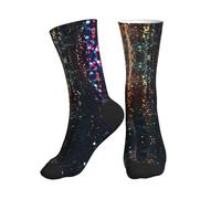 ERSDWRE Gradient Sequin Sparkle Print Crew Socks,Athletic Socks For Men,Womens Cushioned Soft Sock For Gym Running Sports