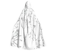 ERSDWRE Gray Woods And Birds Print Halloween Hooded Cloak For Men Women Hooded Cape Robe For Medieval Cloak Costumes Cosplay