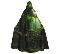 ERSDWRE Green Nature Print Halloween Hooded Cloak For Men Women Hooded Cape Robe For Medieval Cloak Costumes Cosplay