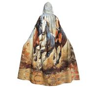 ERSDWRE Horses Running Art Print Halloween Hooded Cloak For Men Women Hooded Cape Robe For Medieval Cloak Costumes Cosplay