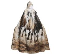 ERSDWRE Horses Running Art Print Halloween Hooded Cloak For Men Women Hooded Cape Robe For Medieval Cloak Costumes Cosplay