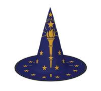 ERSDWRE Indiana State Flag Print Witch Hat Wizard Hat Cosplay Accessories For Halloween Christmas Carnivals Masquerade