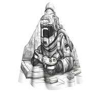 ERSDWRE Monochrome Sketch Style Gaming Print Halloween Hooded Cloak For Men Women Hooded Cape Robe For Medieval Cloak Costumes Cosplay